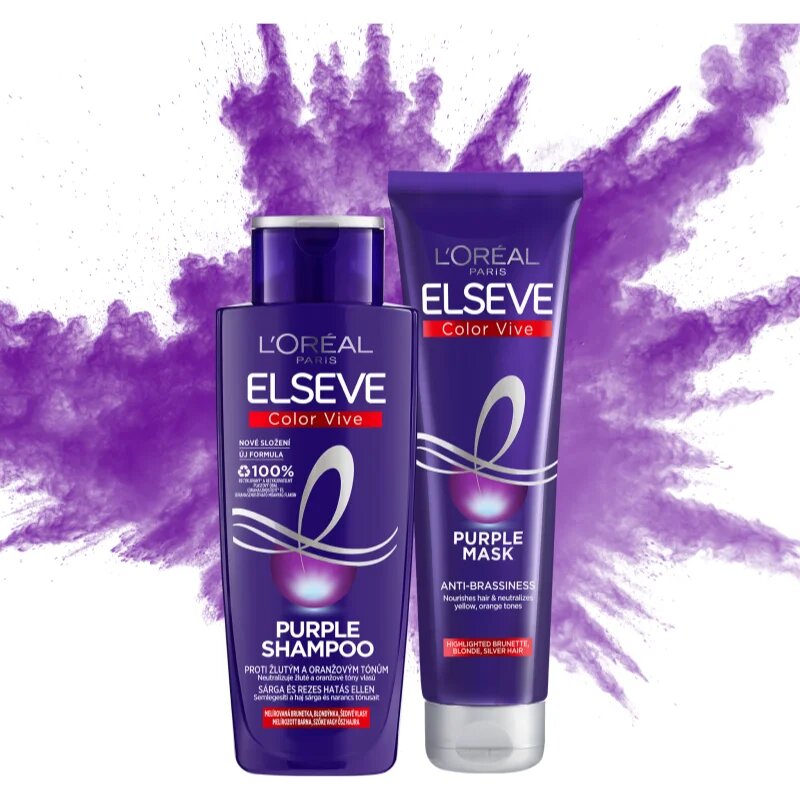 L’Oréal Paris Elseve Color-Vive Purple tápláló maszk a szőke és melírozott hajra 150 ml