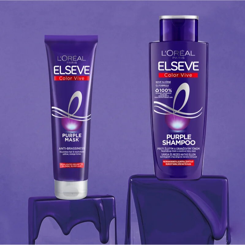 L’Oréal Paris Elseve Color-Vive Purple tápláló maszk a szőke és melírozott hajra 150 ml