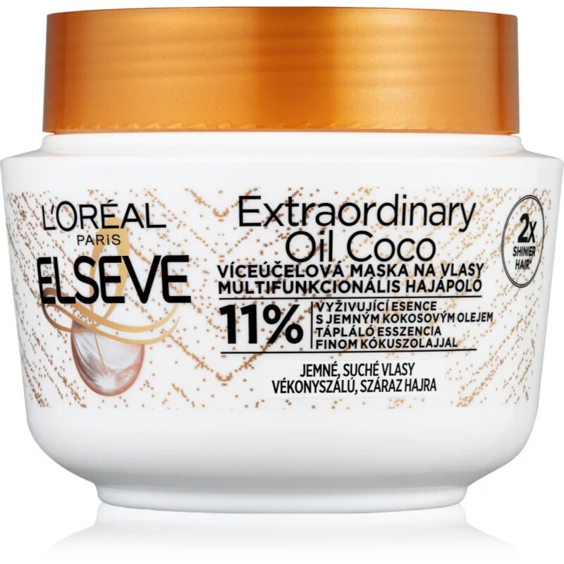 L’Oréal Paris Elseve Extraordinary Oil Coconut tápláló hajpakolás kókuszolajjal normál száraz és nehezen kezelhető hajra 300 ml