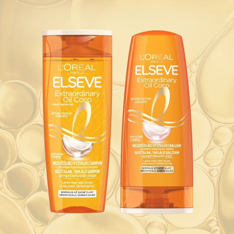 L’Oréal Paris Elseve Extraordinary Oil Coconut tápláló sampon normál és száraz hajra 400 ml