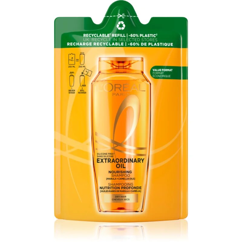 L’Oréal Paris Elseve Extraordinary Oil tápláló sampon száraz hajra Refill 250 ml