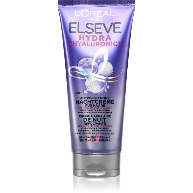 L’Oréal Paris Elseve Hyaluron Plump éjszakai hidratáló krém hajra 200 ml