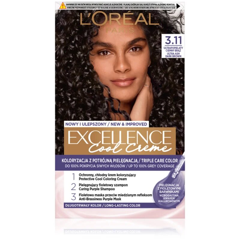L’Oréal Paris Excellence Cool Creme hajfesték árnyalat 3.11 Ultra Ash Dark Brown 1 db