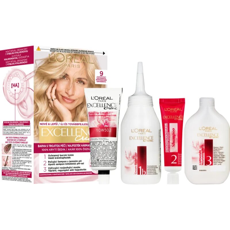 L’Oréal Paris Excellence Creme hajfesték árnyalat 9 Light Natural Blonde 1 db