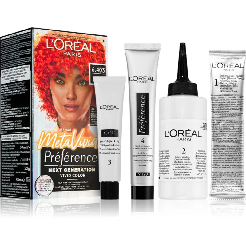 L’Oréal Paris Préférence Meta Vivids féltartós hajfesték árnyalat 6.403 Meta Coral 1 db