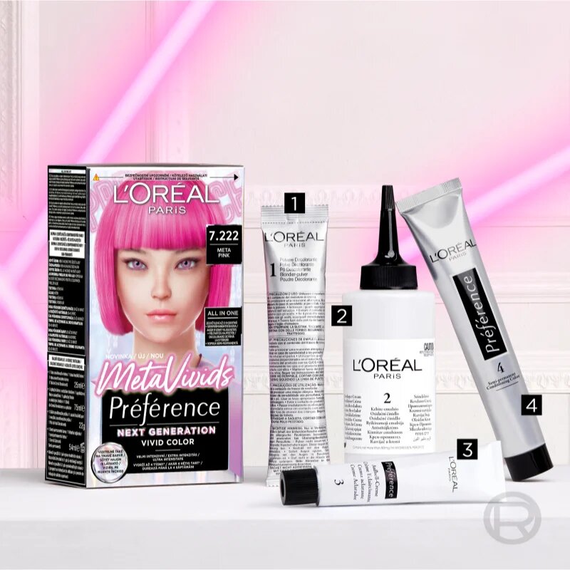 L’Oréal Paris Préférence Meta Vivids féltartós hajfesték árnyalat 7.222 Meta Pink 1 db