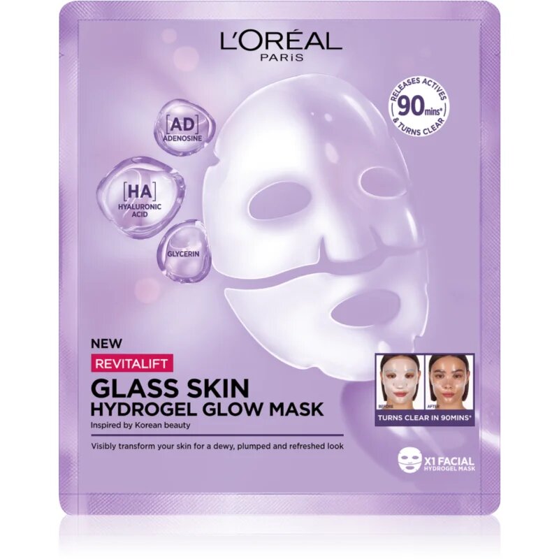 L’Oréal Paris Revitalift Filler Glass Skin hidrogél maszk élénkítő hatással 25 g