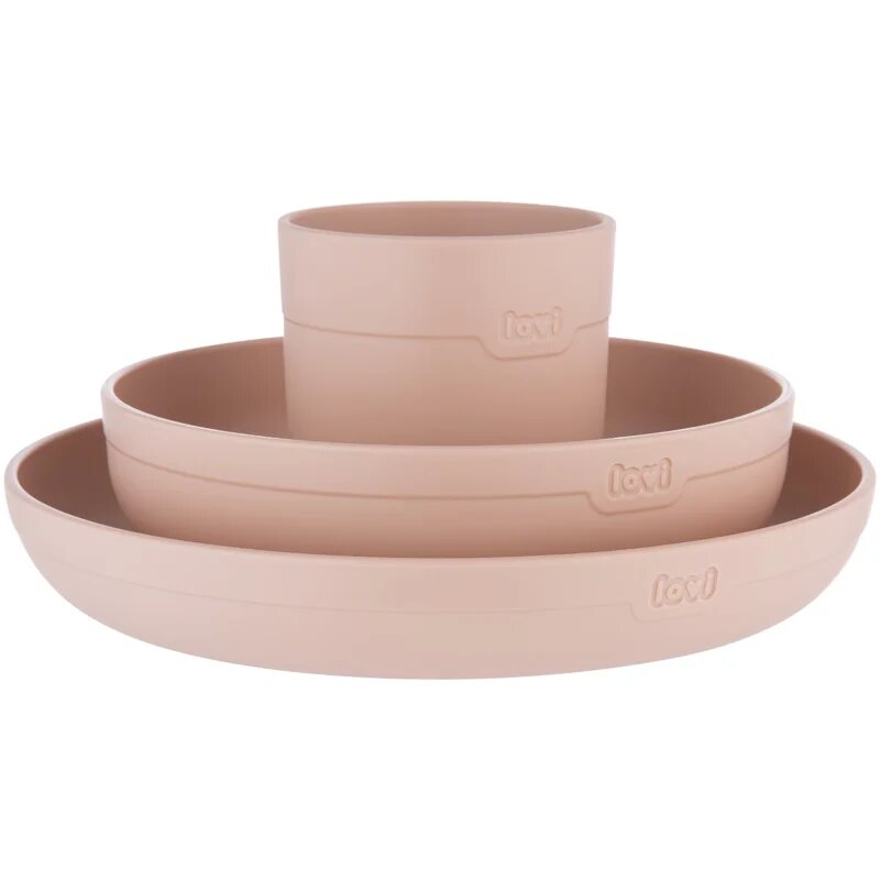 LOVI Tableware Set with Cup etetőszett Nude 3 db