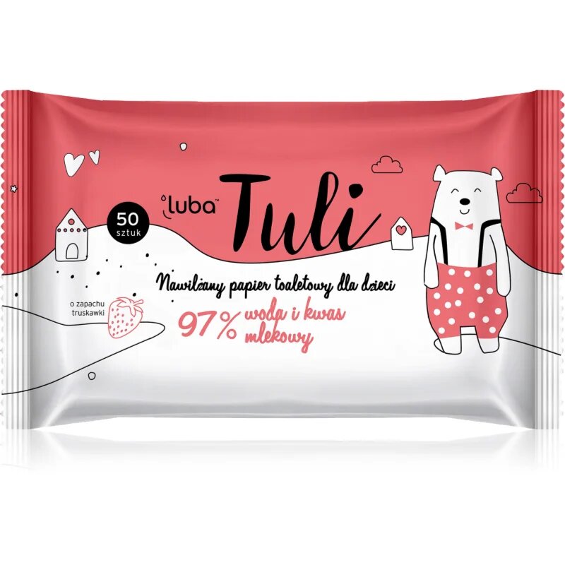 Luba Tuli Lactic acid nedves WC papír tejsavval gyermekeknek Strawberry 50 db