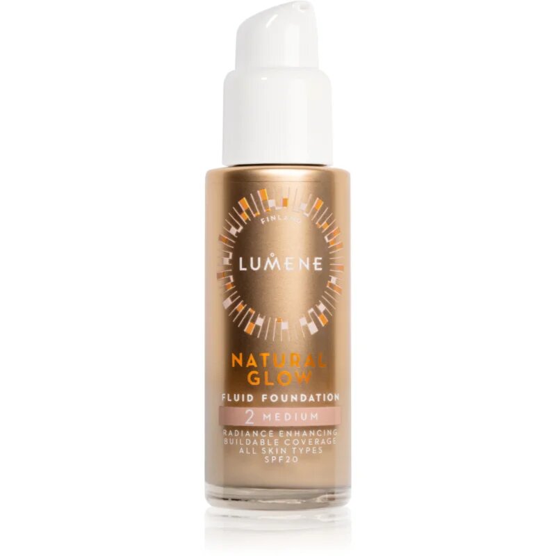 Lumene Natural Glow élénkítő make-up a természetes hatásért SPF 20 árnyalat 2 Medium (Cool) 30 ml