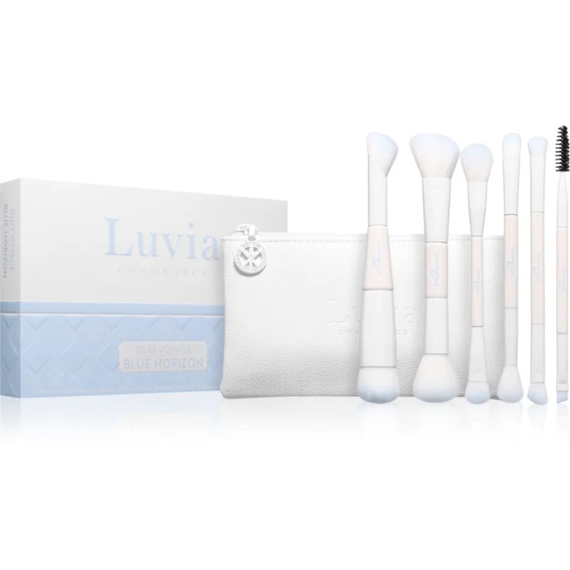 Luvia Cosmetics Duo Voyage Utazó ecsetkészlet táskával Blue Horizon 7 db