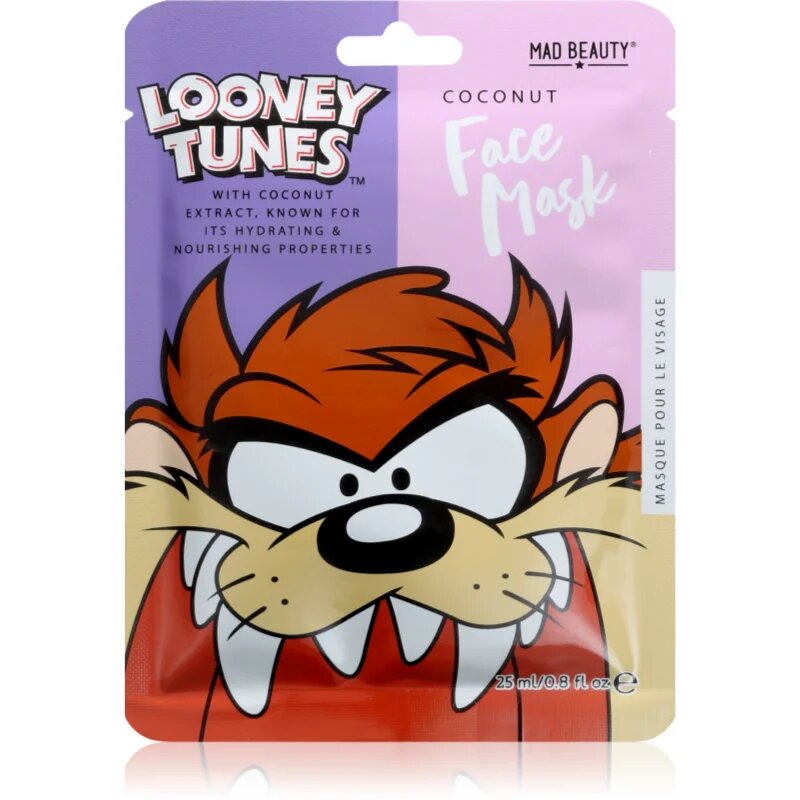 Mad Beauty Looney Tunes Taz hidratáló gézmaszk antioxidáns hatású 25 ml