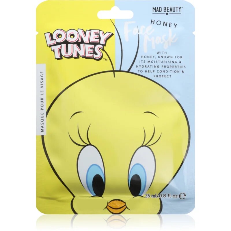 Mad Beauty Looney Tunes Tweety hidratáló gézmaszk nyugtató hatással 25 ml