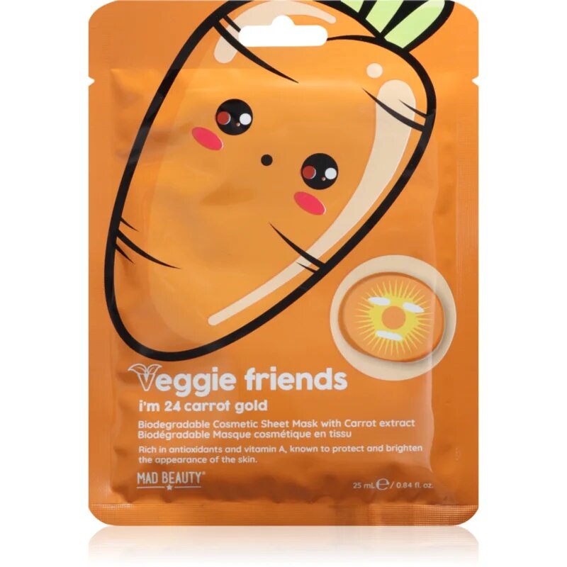 Mad Beauty Veggie Friends Carrot arcmaszk élénkítő hatással 25 ml