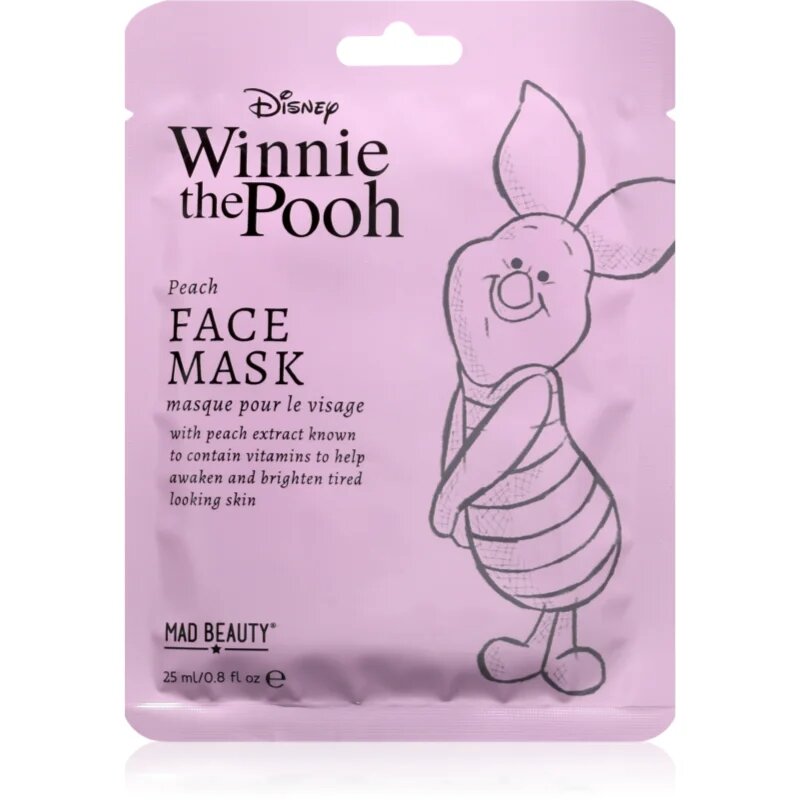 Mad Beauty Winnie The Pooh Piglet arcmaszk bőrvilágosító hatással 25 ml