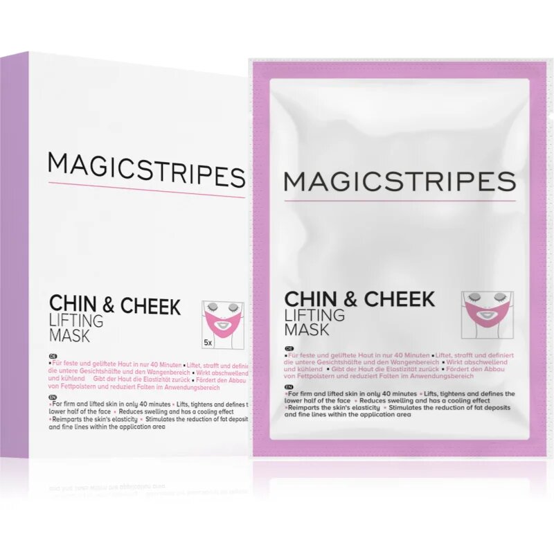 MAGICSTRIPES Chin & Cheek Lifting Mask erősítő hidrogélmaszk a nyakra és az arcra 5 db