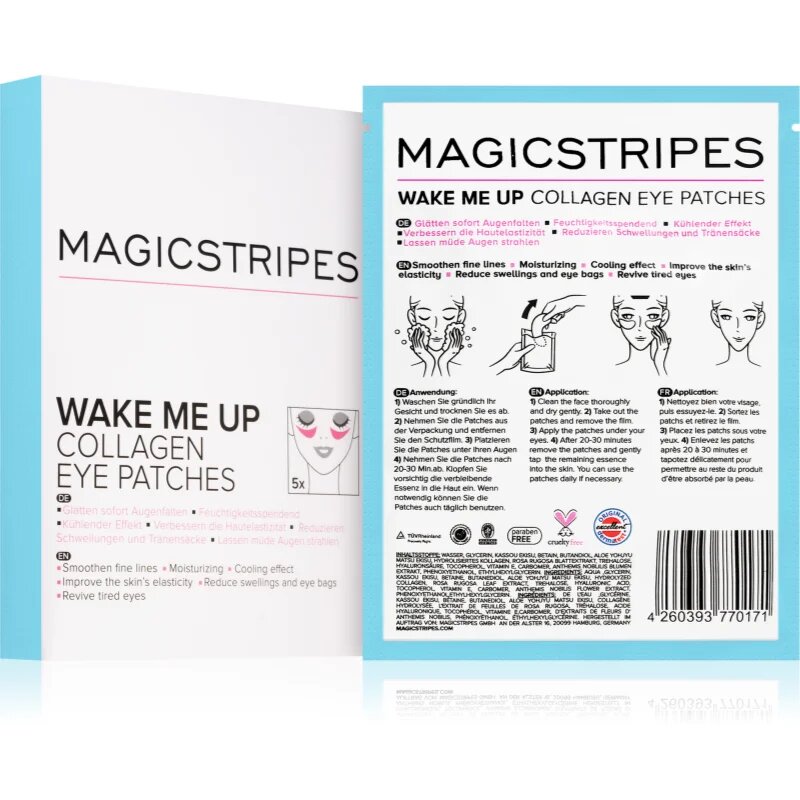 MAGICSTRIPES Wake Me Up Collagen Eye Patches kollagén szem masz a fáradtság jelei ellen 5 db