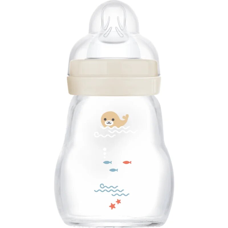 MAM Feel Good Glass Baby Bottle antikólikás üvegből készült cumisüveg 0m+ Beige 1 db