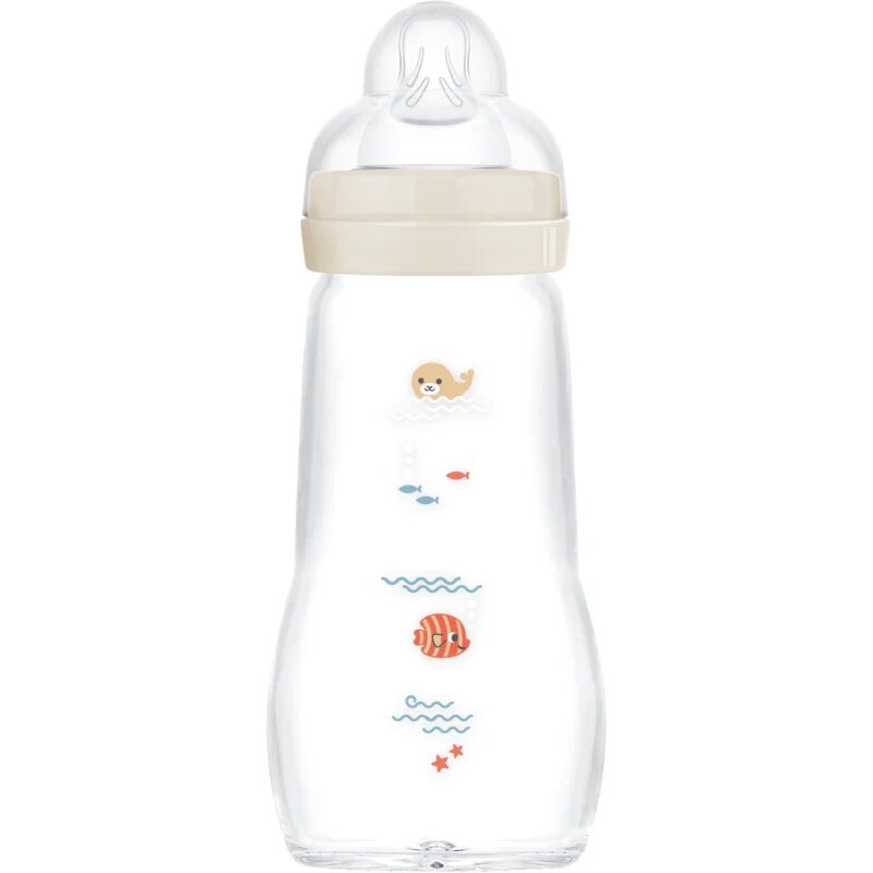MAM Feel Good Glass Baby Bottle antikólikás üvegből készült cumisüveg 2m+ Beige 1 db