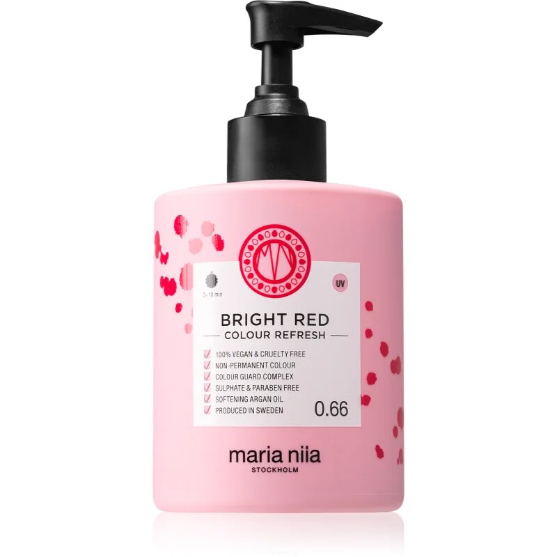 Maria Nila Colour Refresh Bright Red gyengéd tápláló maszk tartós színes pigmentekkel 4 – 10 alkalommal mosásálló 0.66 300 ml