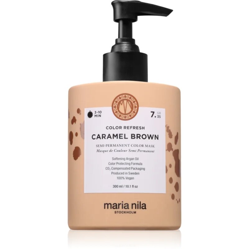 Maria Nila Colour Refresh gyengéd tápláló maszk tartós színes pigmentekkel árnyalat Caramel Brown 7.35 300 ml