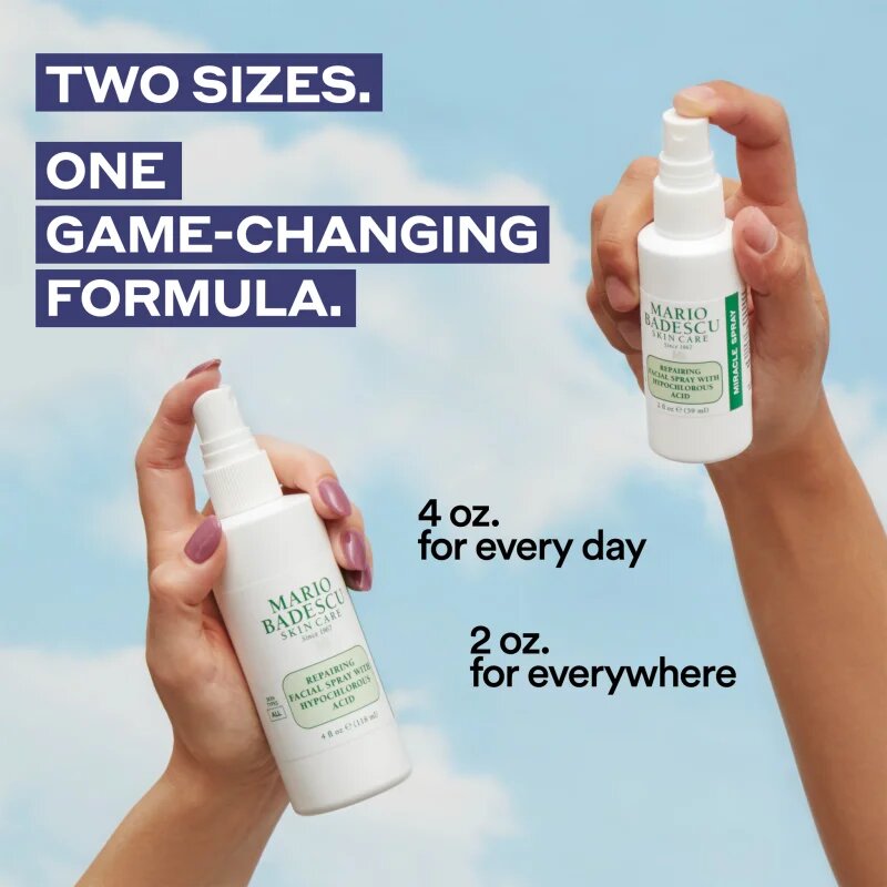 Mario Badescu Repairing Facial Spray With Hypochlorous Acid megújító spray arcra az arcbőr megnyugtatására 59 ml
