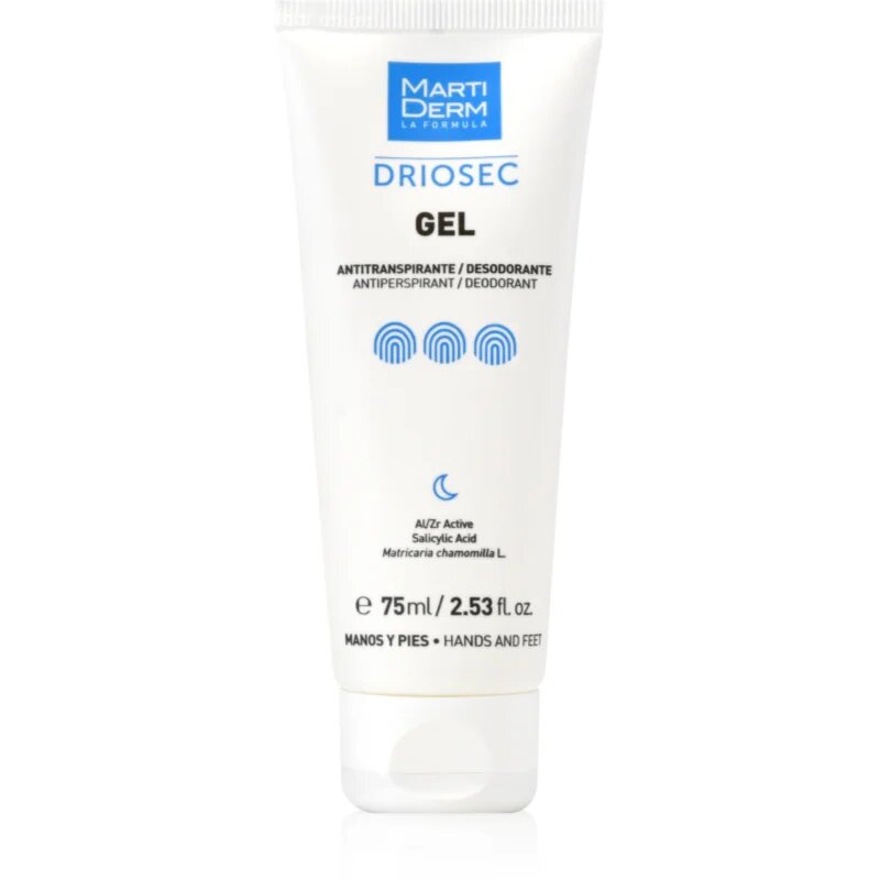 Martiderm Driosec Gel Antitranspirante gél a túlzott izzadás ellen kézre és lábra 75 ml