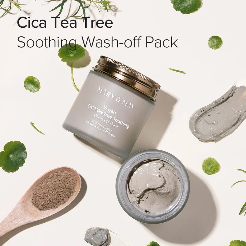 Mary&May Cica Tea Tree Soothing tisztító maszk agyaggal az arcbőr megnyugtatására 125 g