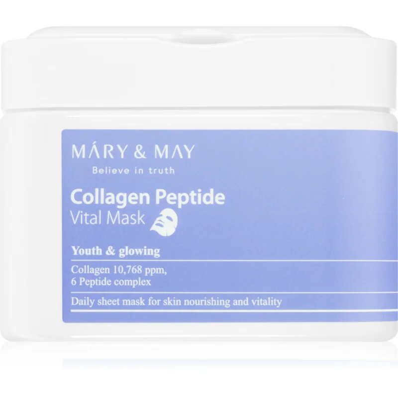 Mary&May Collagen Peptide Vital Mask fátyolmaszk szett ránctalanító hatással 30 db