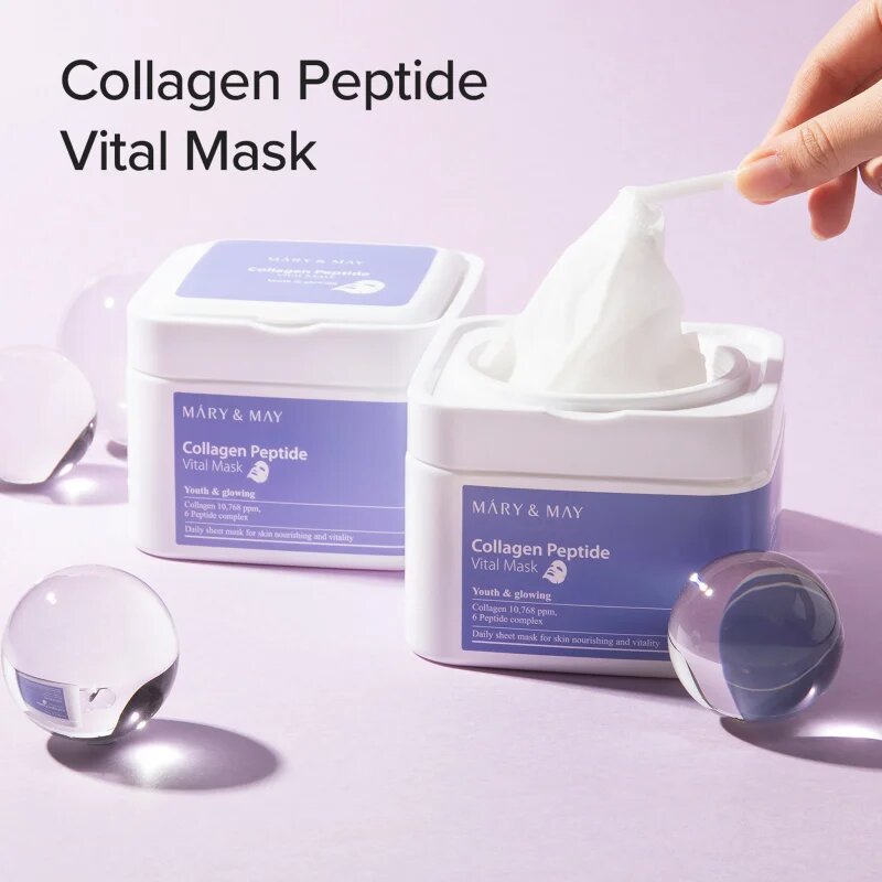 Mary&May Collagen Peptide Vital Mask fátyolmaszk szett ránctalanító hatással 30 db