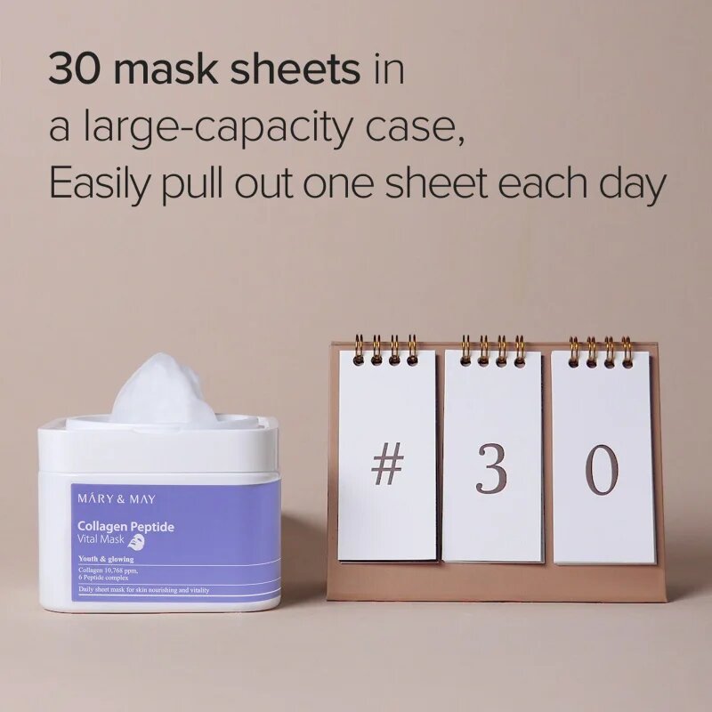 Mary&May Collagen Peptide Vital Mask fátyolmaszk szett ránctalanító hatással 30 db