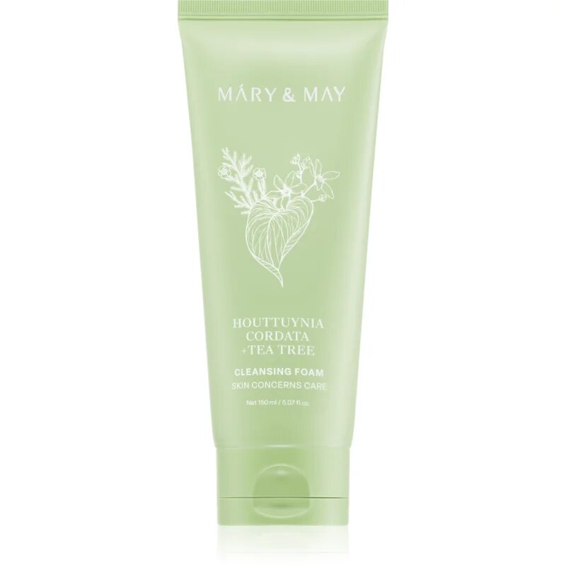 Mary&May Houttuynia Cordata + Tea Tree Cleansing Foam mélyisztító hab az arcbőr megnyugtatására 150 ml
