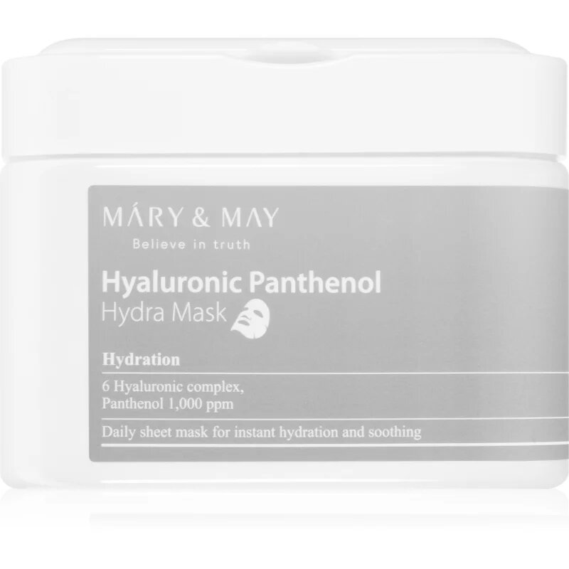 Mary&May Hyaluronic Panthenol Hydra Mask fátyolmaszk szett a bőr intenzív hidratálásához 30 db