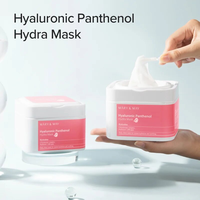 Mary&May Hyaluronic Panthenol Hydra Mask fátyolmaszk szett a bőr intenzív hidratálásához 30 db