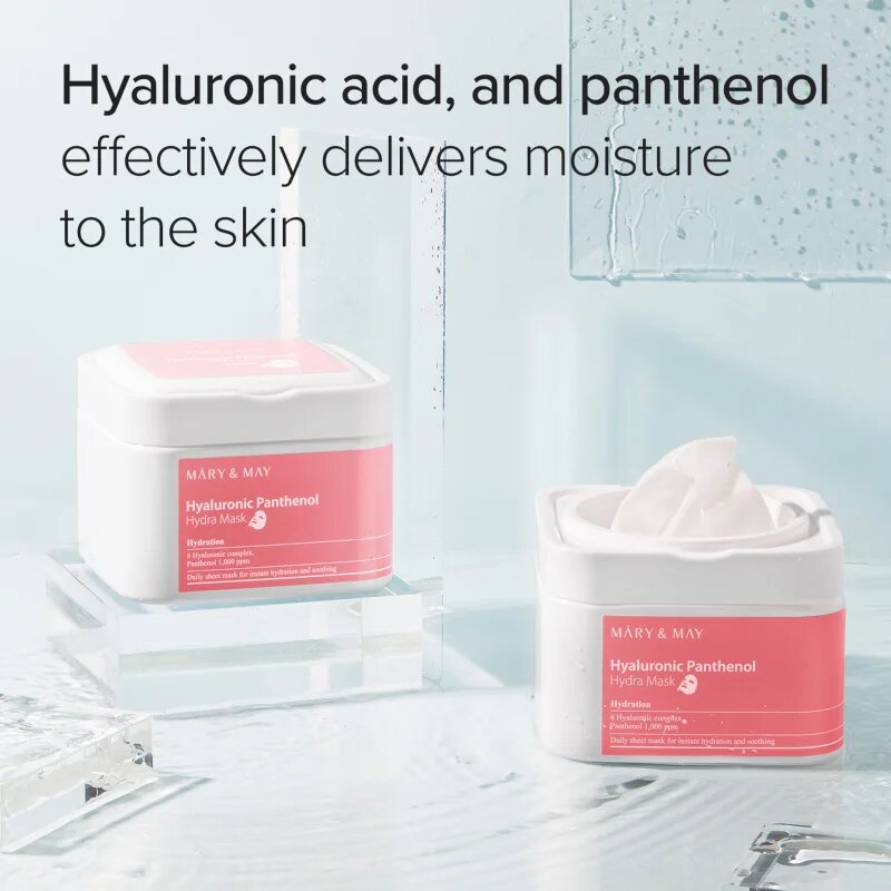 Mary&May Hyaluronic Panthenol Hydra Mask fátyolmaszk szett a bőr intenzív hidratálásához 30 db