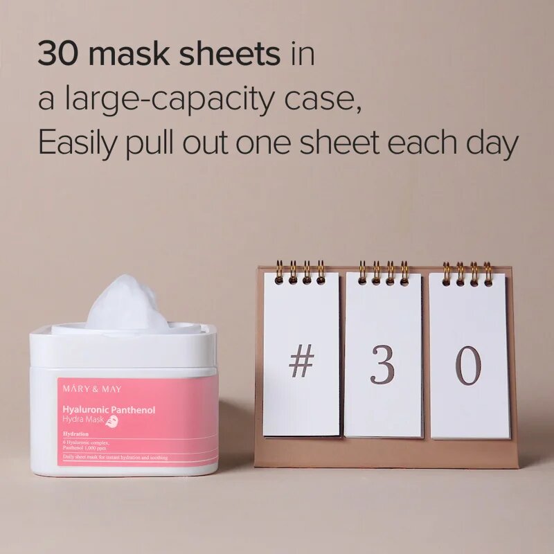 Mary&May Hyaluronic Panthenol Hydra Mask fátyolmaszk szett a bőr intenzív hidratálásához 30 db
