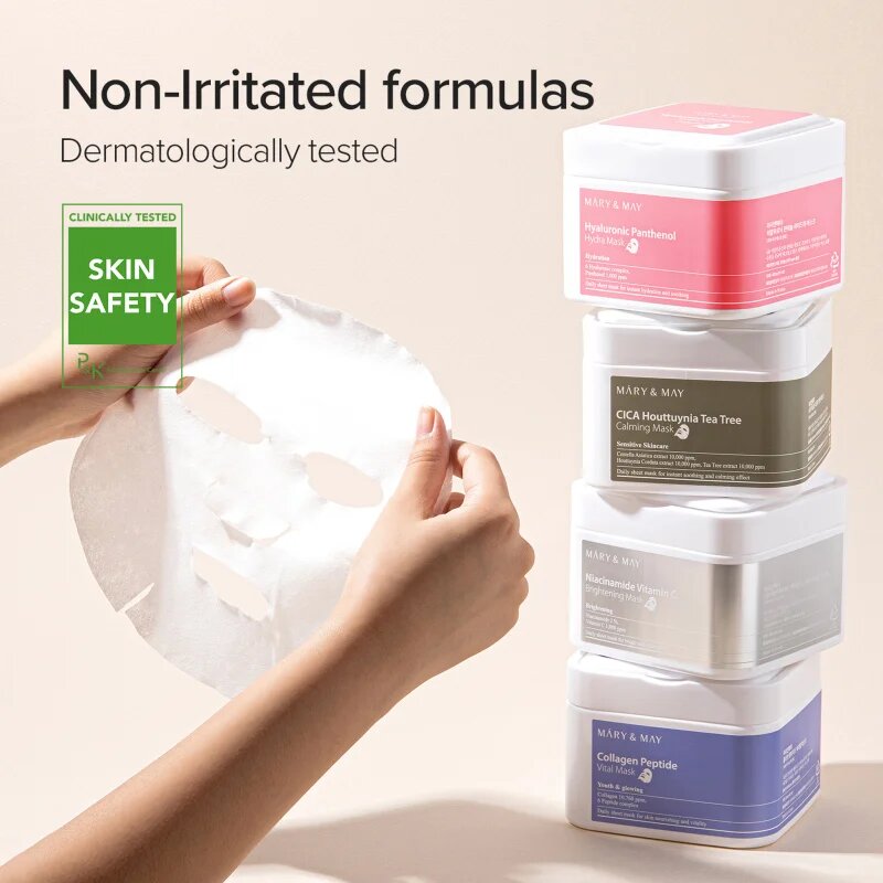 Mary&May Hyaluronic Panthenol Hydra Mask fátyolmaszk szett a bőr intenzív hidratálásához 30 db