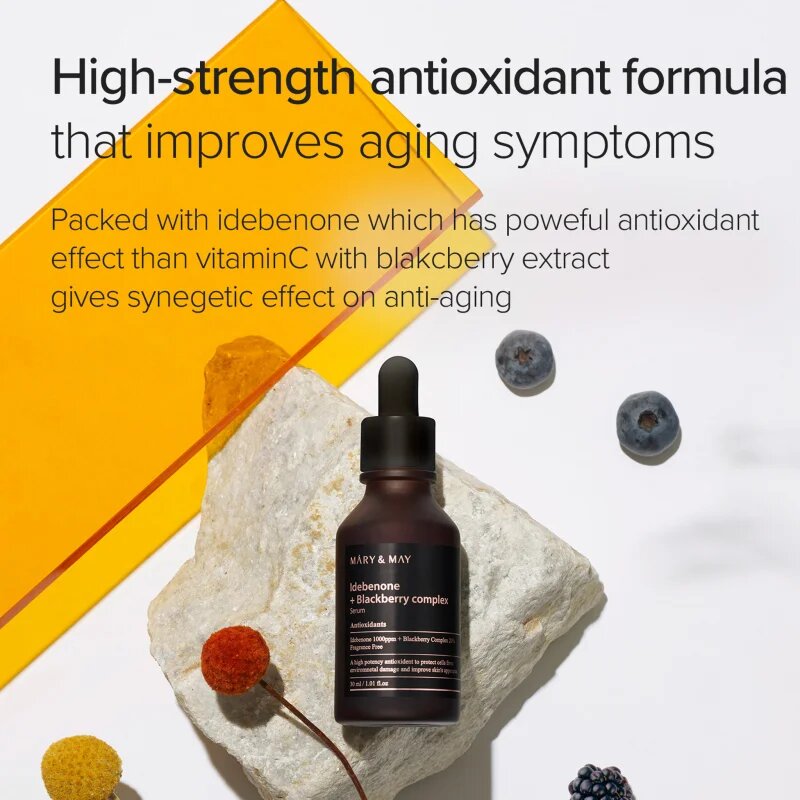 Mary&May Idebenone + Blackberry Complex Serum antioxidáns szérum az élénk és kisimított arcbőrért 30 ml