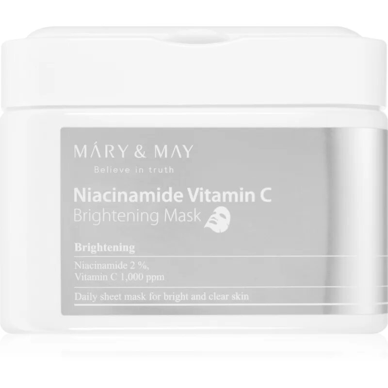 Mary&May Niacinamide Vitamin C Brightening Mask fátyolmaszk szett az élénk bőrért 30 db