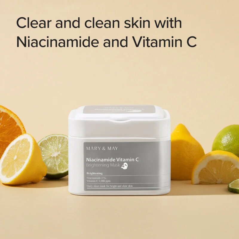 Mary&May Niacinamide Vitamin C Brightening Mask fátyolmaszk szett az élénk bőrért 30 db