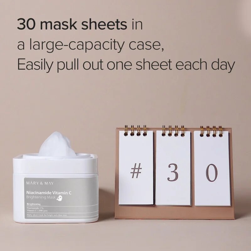 Mary&May Niacinamide Vitamin C Brightening Mask fátyolmaszk szett az élénk bőrért 30 db