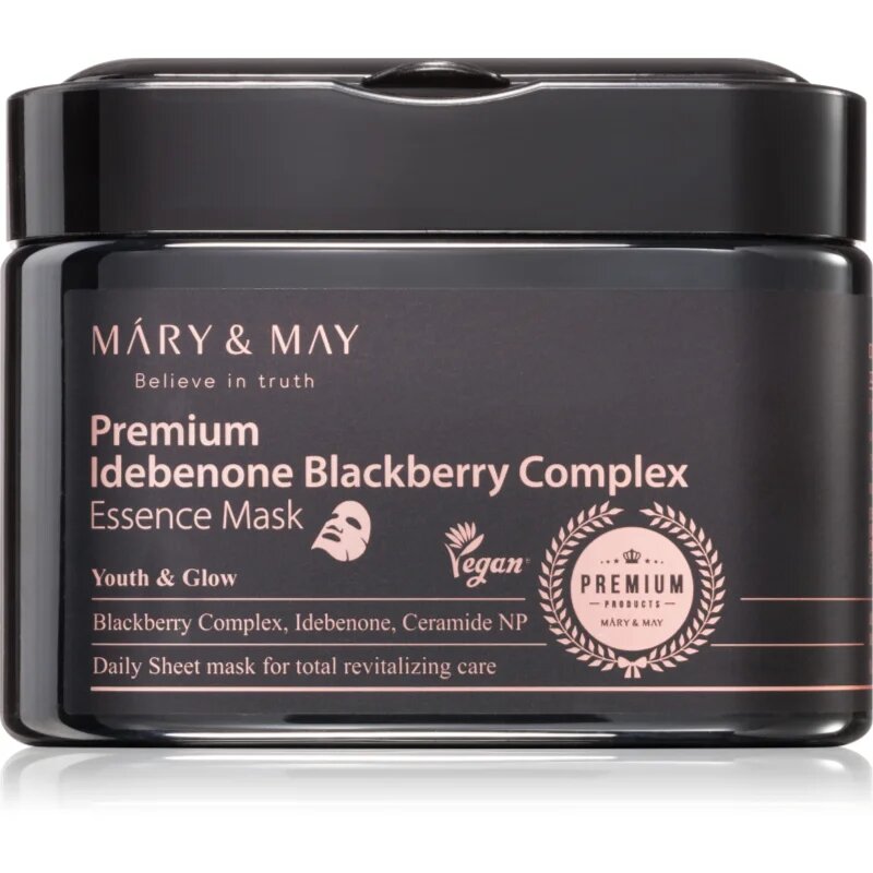 Mary&May Premium Idebenone Blackberry Complex Essence Mask hidratáló gézmaszk feszesítő hatással nagy csomagolás 20 db