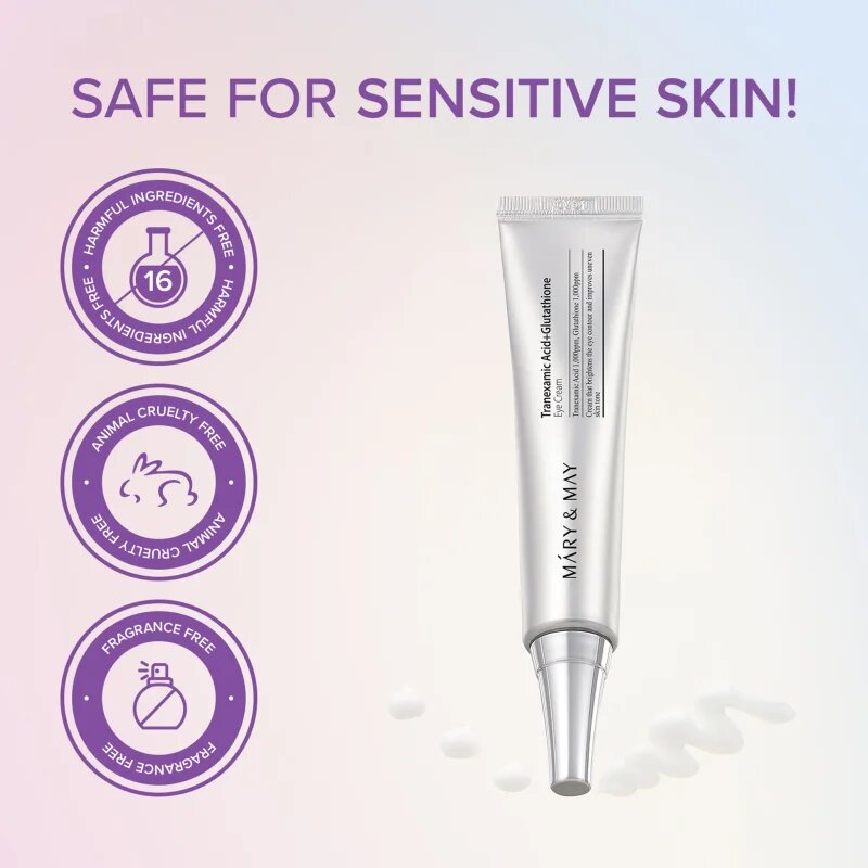 Mary&May Tranexamic Acid + Glutathione Eye Cream ráncellenes szemkrém mely csökkenti a duzzanatokat és a sötét karikákat 30 g