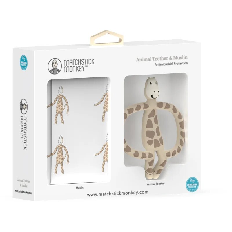 Matchstick Monkey Animal Teether & Muslin Giraffe ajándékszett gyermekeknek