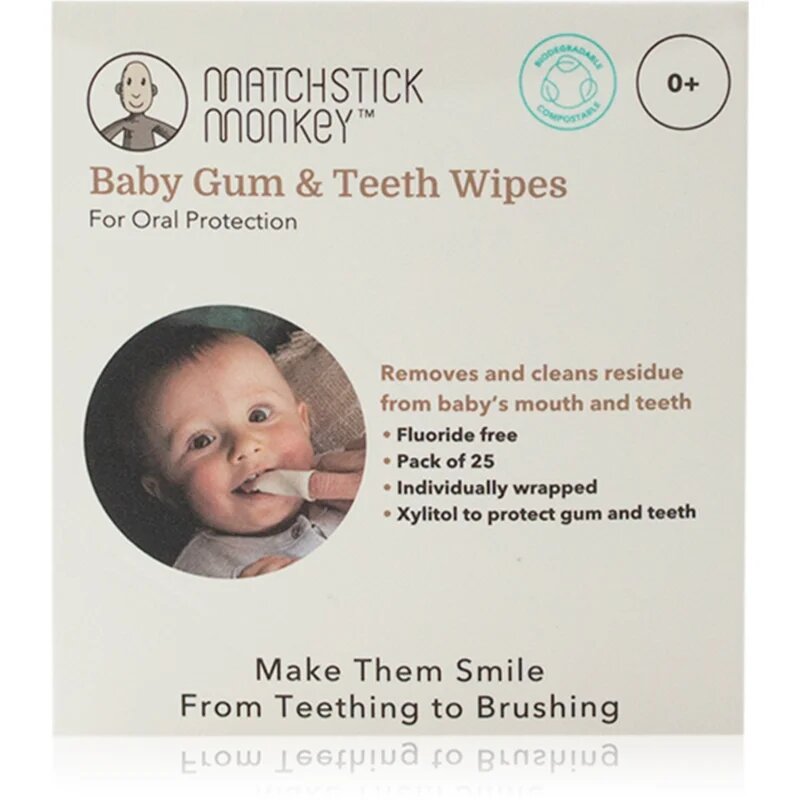 Matchstick Monkey Baby Gum & Teeth Wipes 0 m+ tisztító törlőkendő fogakra nyelvre és ínyre 1 db