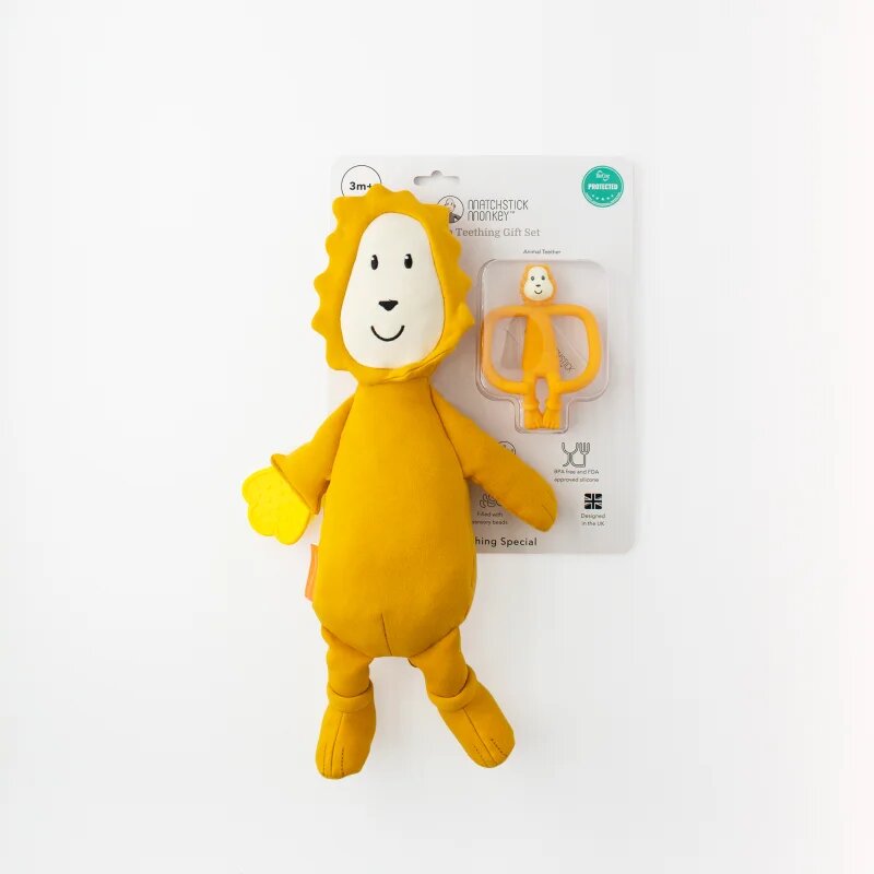 Matchstick Monkey Teething Gift Set 3m+ rágóka + játék Lion 1 db