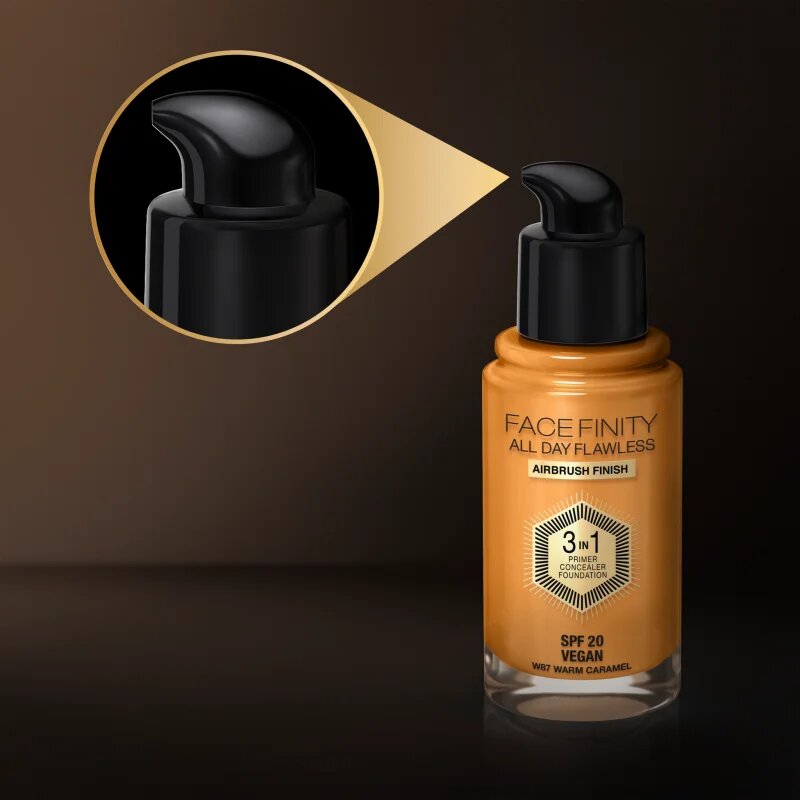 Max Factor Facefinity All Day Flawless tartós alapozó SPF 20 árnyalat 87 Warm Caramel 30 ml