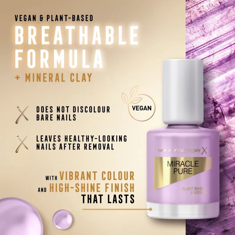 Max Factor Miracle Pure hosszantartó körömlakk árnyalat 335 Serene Amethyst 12 ml