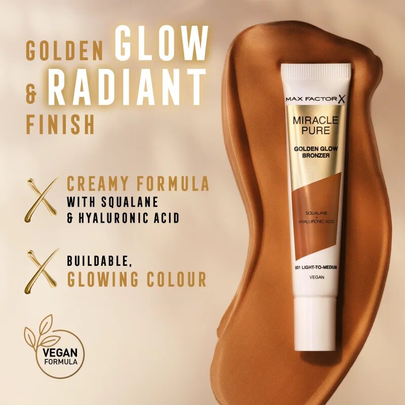 Max Factor Miracle Pure krémes bronzosító az élénk bőrért árnyalat 001 Light To Medium 15 ml