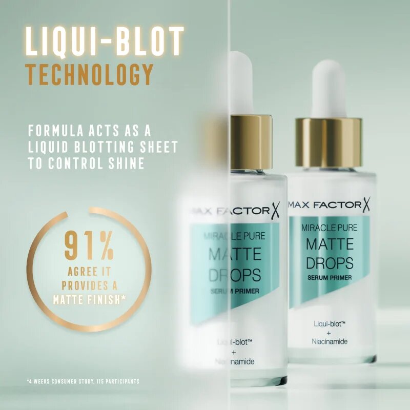 Max Factor Miracle Pure Matte Drops Egységesítő sminkalap a sima és matt arcbőrért 30 ml
